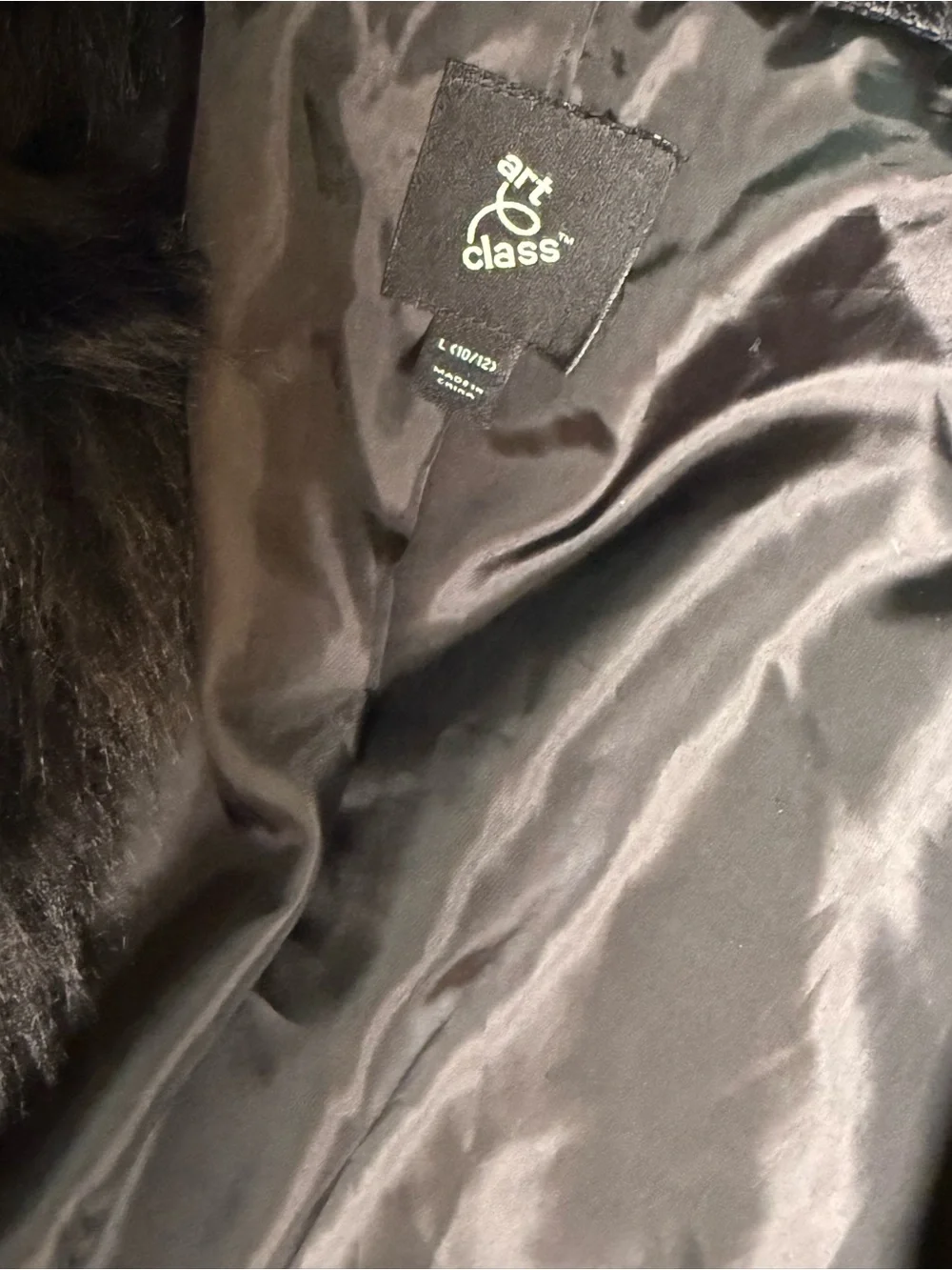 Black Faux Fur Kids Jacket